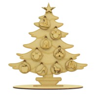 Laser Cut Christmas Tree in a stand with 3D Baubles and Magic Castle Themed Shapes - Stand Options
